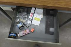 Work Desk w Metal Frame w Contents
