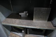 Metal Cabinet, 2 Door, 4 Adjustable Shelves with 3 Angle Plates and Contents