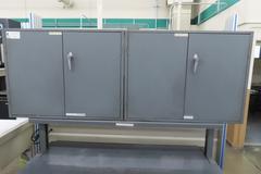 Wood Top Bench w Metal Frame (2) Door Equipto Cabinets w Lower Shelf and Contents