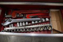 Portable Tool Rack with: Clamps, Hand Tools, Lifting Straps, Chains, Eye-Bolts, Hooks