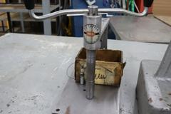 Arbor Press, E-Z Tapper and Bench Vise on Steel Table