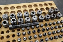 ER32 and ER16 Flex Collets with (1) ER16 Tool Holder in Divider Rack