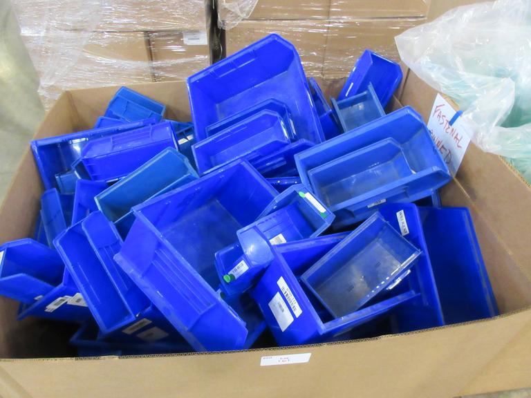 Plastic Bins, Large Assortment of Small, Medium and Large in 48" x 42" x 25" Gaylord Box