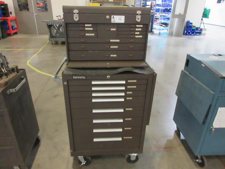 Kennedy 19-Drawer Rolling Tool Chest with Top and Bottom Units, Side Shelf and Contents