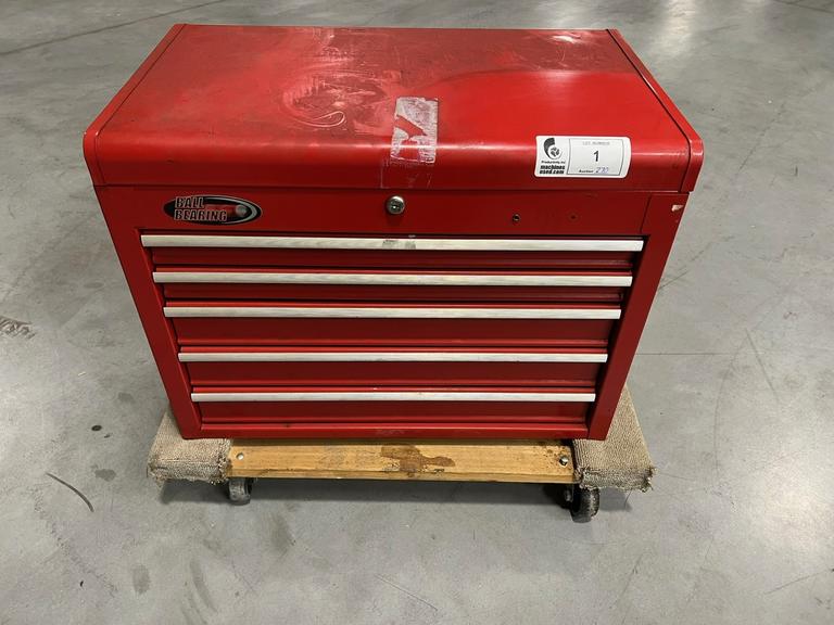 Top Tool Chest, 5 Drawer Ball Bearing, with Keys and Assorted Contents 