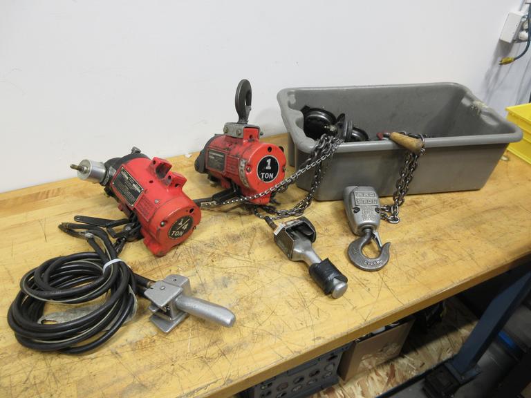 ARO Pneumatic Chain Hoists 1 Ton & 1/4 Ton & Assorted Parts