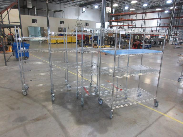 Uline Rolling Metal Wire Carts, (4) Total, (3) 48" x 18" x 69" & (1)  48" x 24" x 69"