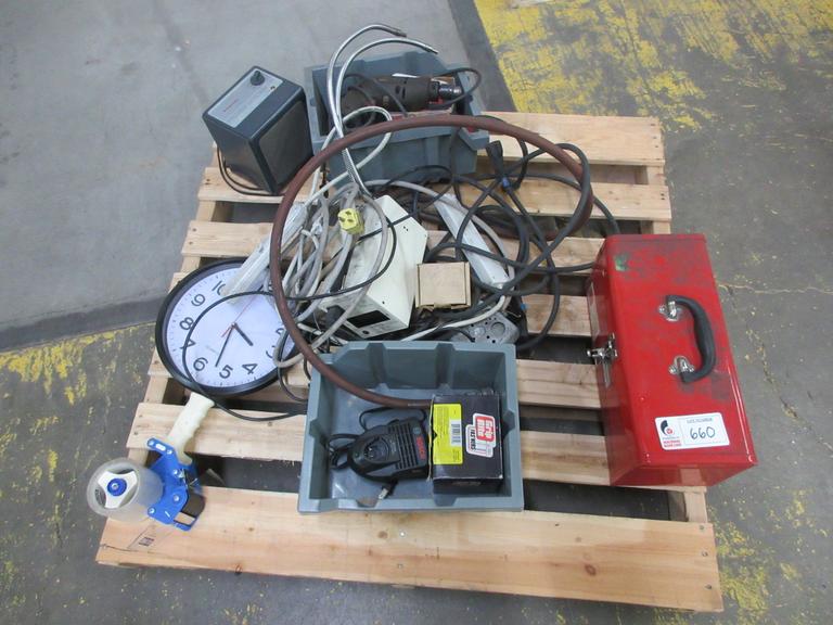 Small Tool Box with assorted Tools and Other Items on Pallet