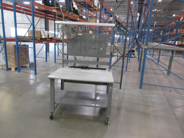 Work Bench, Heavy Duty Metal with Work Light and Power Strip, Portable