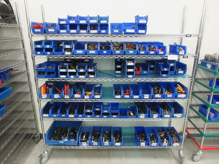 Hand Tools, Large Assortment including Sockets, Driver Head, T-Handle Allen Wrenches and MORE on Uline 6-Shelf 72" x 18" x 78" Metal Wire Rolling Cart