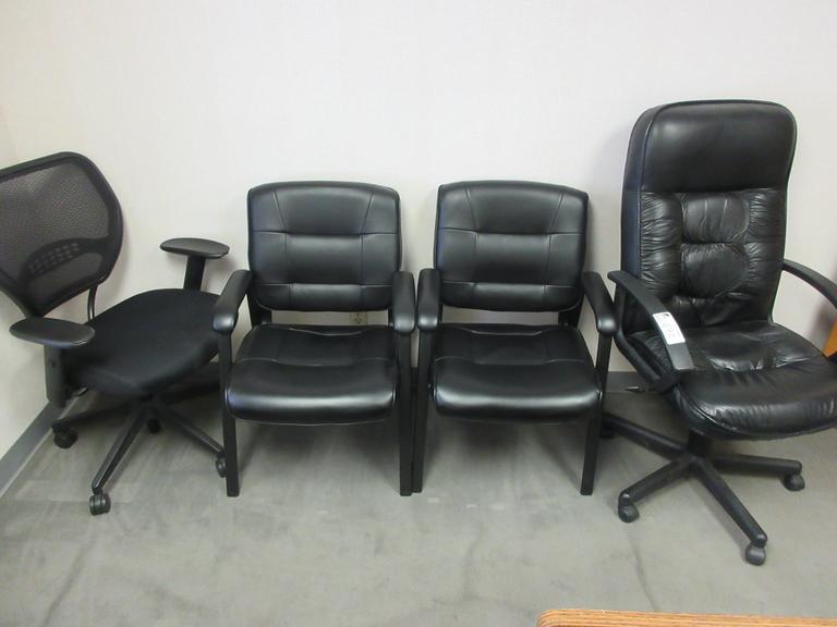 Rolling Adjustable Desk Chairs (2), and Side Chairs (2)