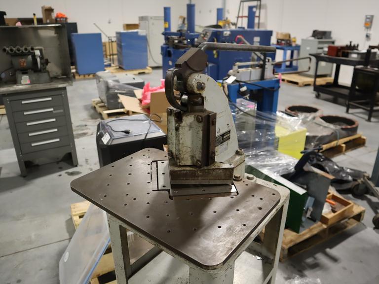 Di-Acro No. 2 Manual Hand Operated Corner Notcher on Heavy Duty Floor Stand