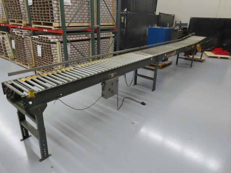 Hytrol 22" x 25' Powered Roller Conveyor System with Foot Pedal, (2) 10' Sections and (1) 5' Section
