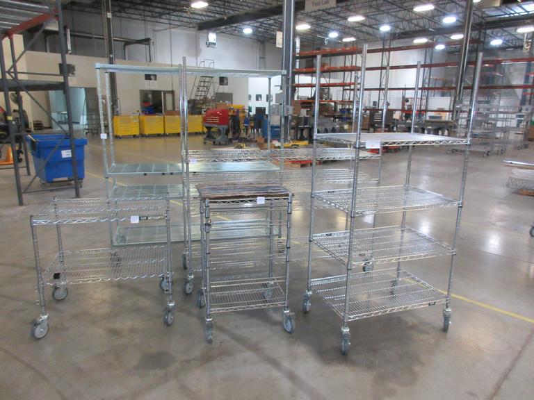 Uline Rolling Metal Wire Carts and assorted other brands, (5) Total