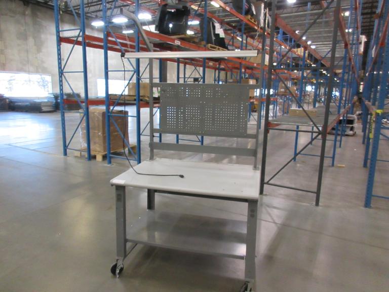 Uline Heavy Duty Metal Bench with Lower Shelf and Overhead Light