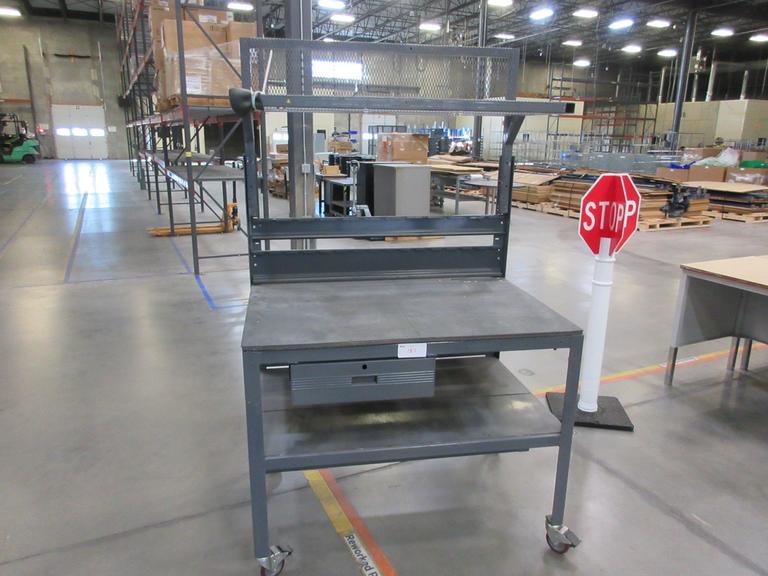 Work Bench, Heavy Duty Steel with Wood Top and Drawer, Portable