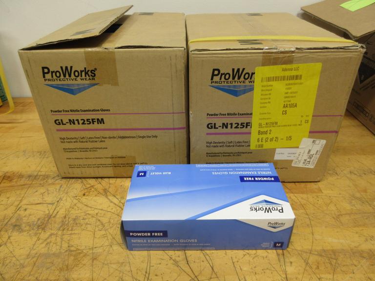 Proworks GL-N125FM Nitrile Exam Gloves, Size Medium, (2) Boxes Full, (10) Packs per Box
