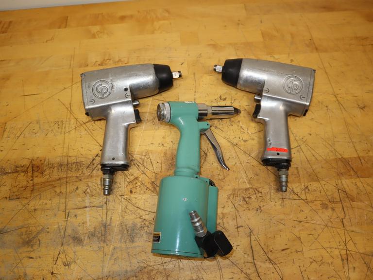 (2) Chicago Pneumatic CP734H 1/2" Impact Wrenches & Speedaire 3CRH4 Air Riveter