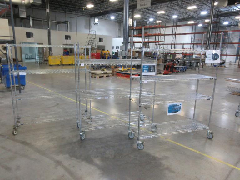 Uline Rolling Metal Wire Carts, (3) Total, (1) 60" x 18" x 78" & (1) 60" x 18" x 70" & (1)  60" x 24" x 70"