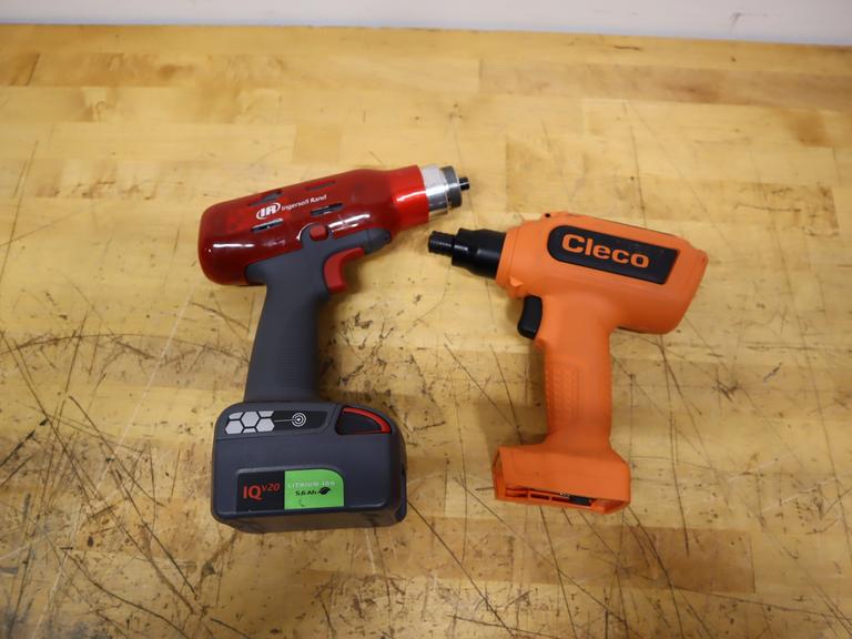Industrial Cordless Tool Lot: Cleco CellCore Nutrunner & Ingersoll Rand IQV20 Drill