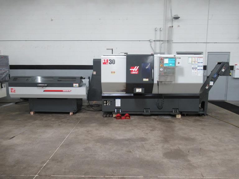 Haas ST-30 CNC Turning Center, Live Milling, 12 Station Turret, 3400 RPM Spindle, Tailstock, Chip Conveyor, Tool Presetter, Bar Feed