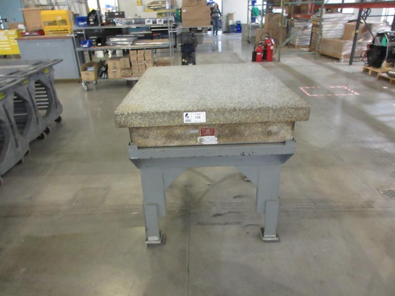 Herman 48" x 36" x7" Granite Surface Plate with 3" Lip on Metal Stand 