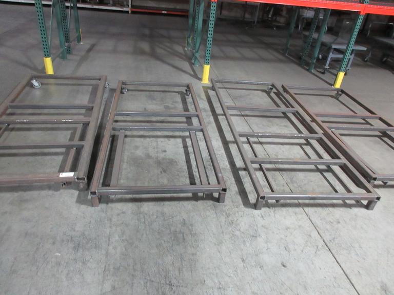 Heavy Duty Steel Flat Sheet Material Racks with Casters on one End (4pcs)