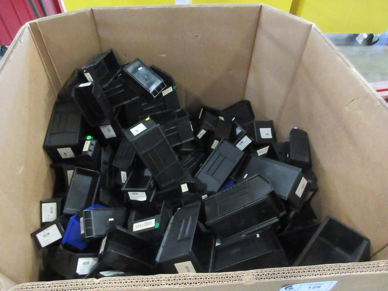 Plastic Bins, Dozens of Assorted Uline and Other Bins in 2/3 Full Gaylord