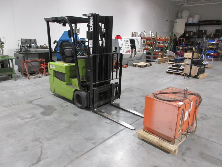 Clark Model TMX20 Electric Forklift 3700 lb Capacity, Charger