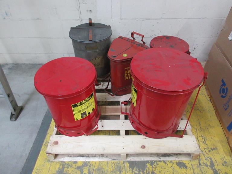 Oily Rag Waste Cans, Justrite and Others (5pcs) 