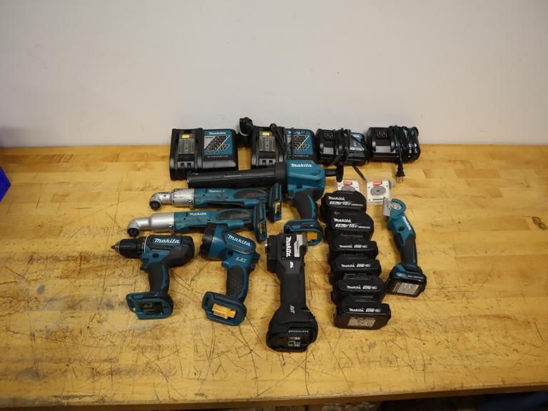 Makita | Large Assortment Of 18V & 12V Tools - Caulk Gun, Right Angle Ratchet, 1/2" Drill, Batteries/Chargers & MORE!