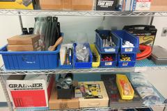 Shop Supplies including Shelf Brackets, Cable Track, Electrical Supplies, Soldering Iron and MORE on Uline 4-Shelf 60" x 24" x 70" Metal Wire Rolling Cart