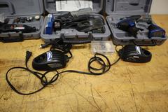 Dremel Rotary Tool Lot – 8220 Cordless, 10.8V Cordless, Model 395 Corded, Extra Batteries & Chargers