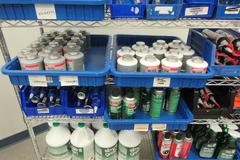 Shop Supplies, Including Batteries, Beacon Lights, Loctite, Zip Ties, Electrical Tape and MORE on Uline 6-Shel 72" x 18" x 78" Metal Wire Rolling Cart