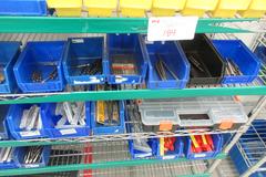 Perishable Tool, Large Assortment including Screw Gun Drill Tips, Taps, Drills, Sawzall Blades and MORE on 6-Shelf 60" x 18" x 78" Metal Wire Rolling Cart