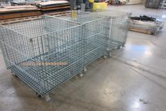 Uline H-1734, (3) Collapsible Wire Container with Casters - 48" x 40" x 43-1/2", 4000 Static Load Capacity