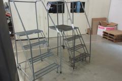 Uline and Cotterman 4-Step Rolling Platform Stairs, 41" Maximum Standing Height
