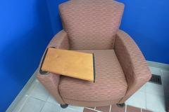 Lobby Cushioned Chairs with Folding Work Shelf (2pcs) and Round Side Table