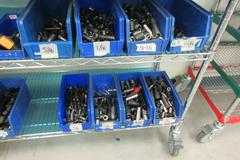 Hand Tools, Large Assortment including Sockets, Driver Head, T-Handle Allen Wrenches and MORE on Uline 6-Shelf 72" x 18" x 78" Metal Wire Rolling Cart