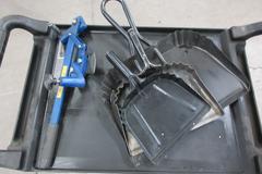 Rubbermaid Shop Cart, 3 Shelves with Dust Pans, Plumbing Fittings and More