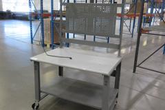 Uline Heavy Duty Metal Bench with Lower Shelf and Overhead Light