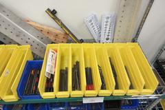 Perishable Tool, Large Assortment including Screw Gun Drill Tips, Taps, Drills, Sawzall Blades and MORE on 6-Shelf 60" x 18" x 78" Metal Wire Rolling Cart