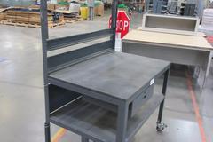 Work Bench, Heavy Duty Steel with Wood Top and Drawer, Portable