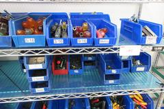 Hand Tools, Large Assortment including Sockets, Driver Head, T-Handle Allen Wrenches and MORE on Uline 6-Shelf 72" x 18" x 78" Metal Wire Rolling Cart