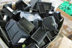 Plastic Bins, Large Assortment of Small, Medium and Large in 45" x 30" x 40" Gaylord Box