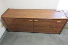 Wooden Office Main Desk and Credenza