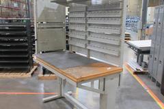 Work Bench, Heavy Duty Metal, Adjustable with Wood Top and Adjustable Shelving