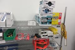 Shop Supplies including, Shipping Supplies, Power Strips, Extension Cords, Treble Lights and MORE on 6-Shelf Uline 72" x 24" x 78" Metal Wire Rolling Cart