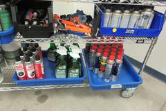 Shop Supplies, Including Batteries, Beacon Lights, Loctite, Zip Ties, Electrical Tape and MORE on Uline 6-Shel 72" x 18" x 78" Metal Wire Rolling Cart