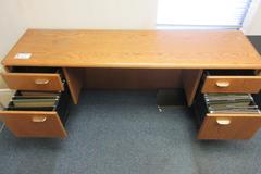 Wooden Office Main Desk and Rear Desk